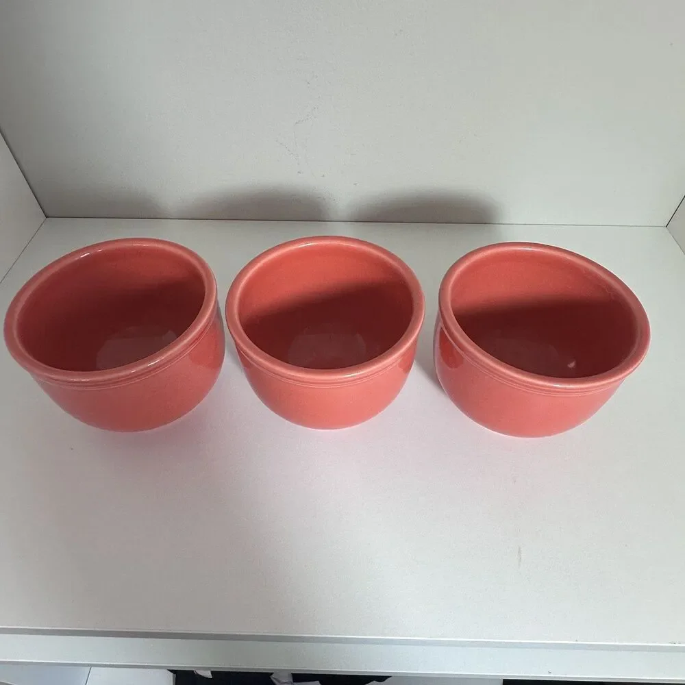 Lot of 3 Fiesta Ware Chili Bowl Orange Persimmon Fiestaware Soup Homer Laughlin